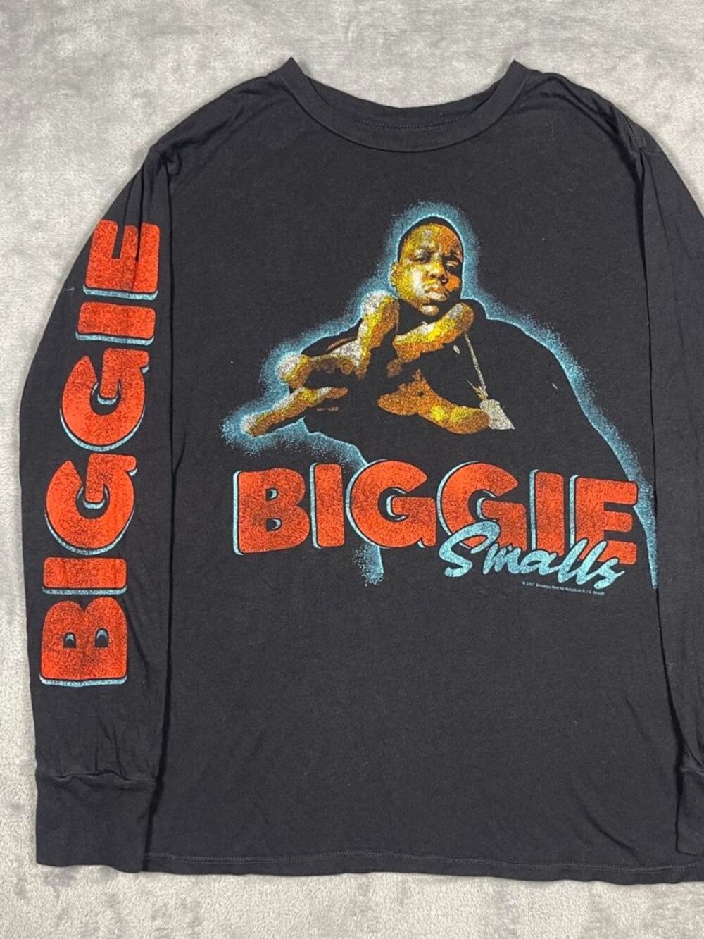 Rowdy Sprout Biggie Smalls Graphic Long Sleeve Shirt Brown Kids Size 8